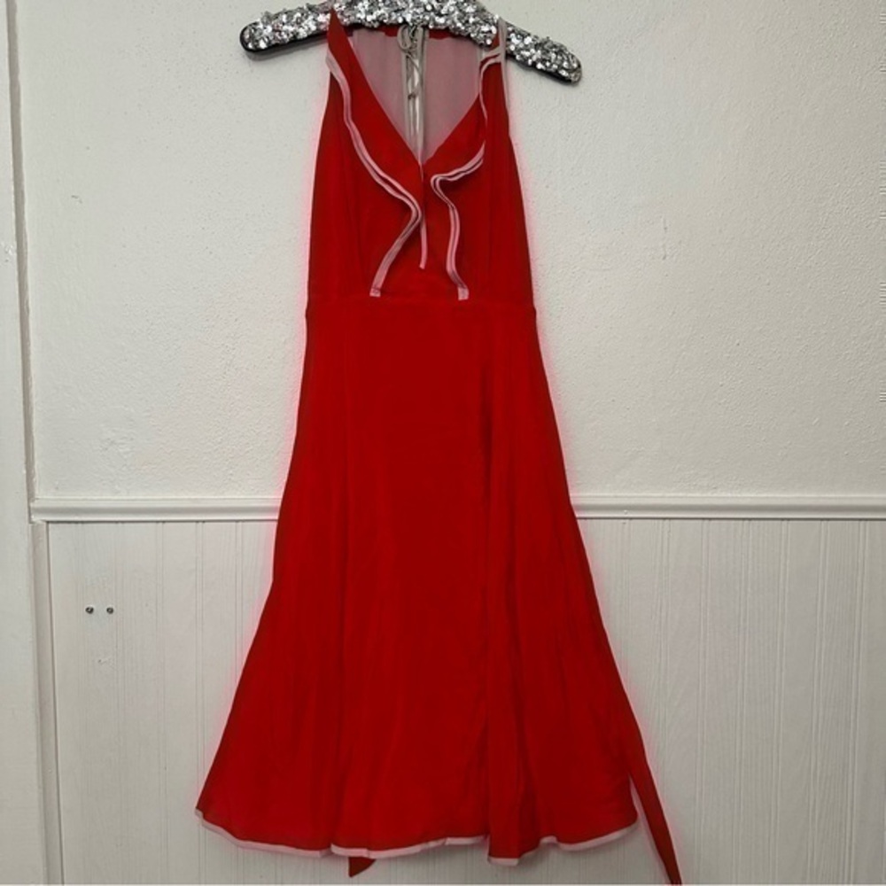 Anthropologie girls from savoy mitsy ruffled halter mini dress 100% Silk